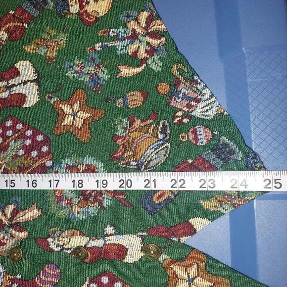 Vintage Bobbie Brooks Womens Christmas Vest XXL Green Tapestry Button - Picture 8 of 8